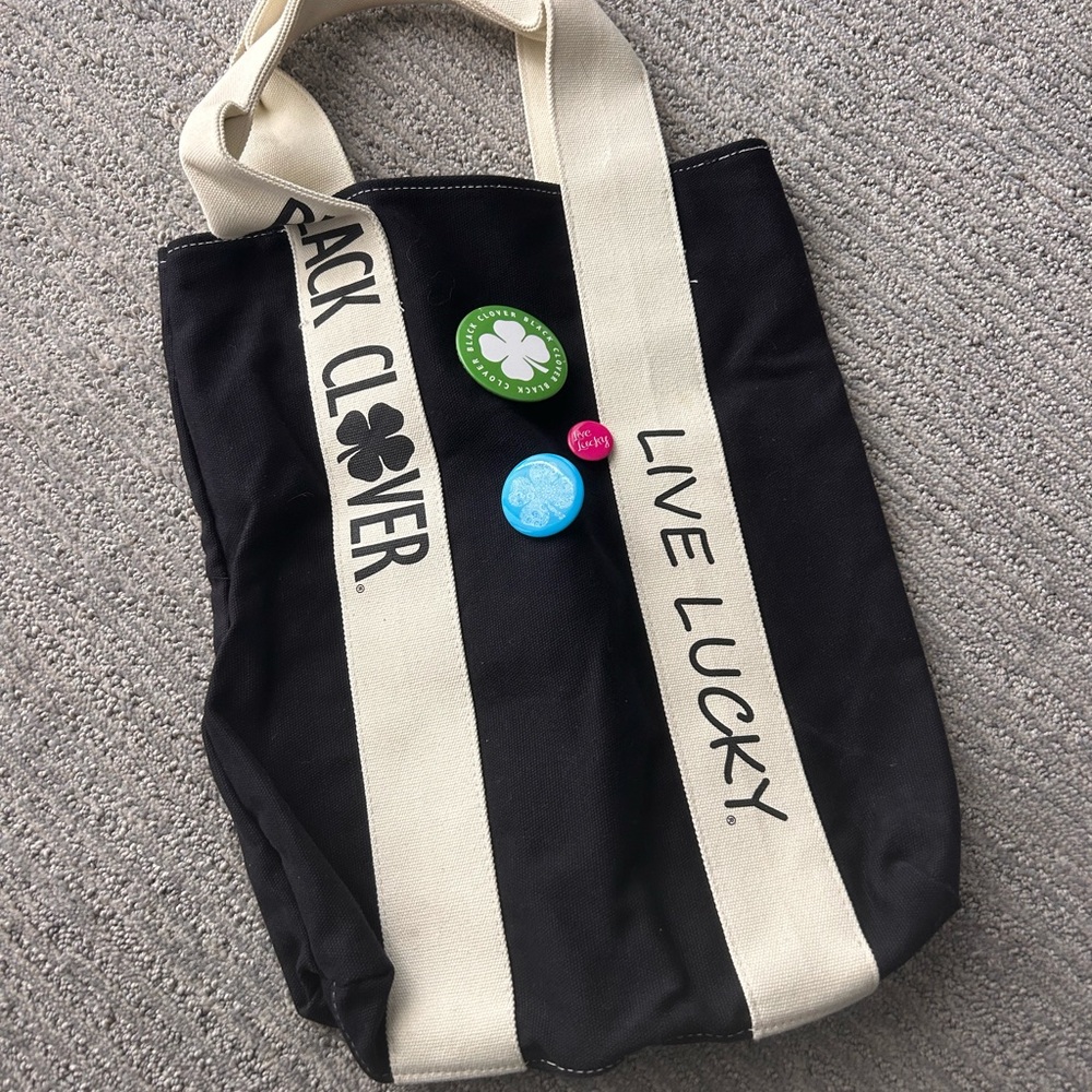 Black Clover Black and Cream Tote Bag